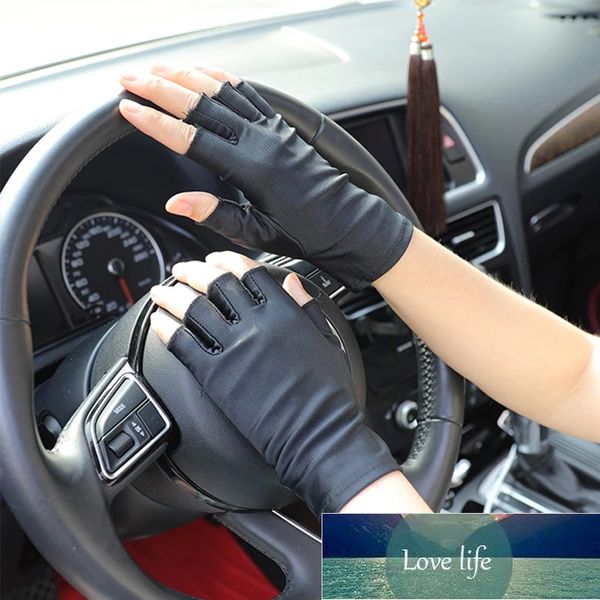 

car driving gloves summer anti-uv gloves women men half finger gloves thin sweat absorption breathable non-slip drive mittens factory price, Blue;gray