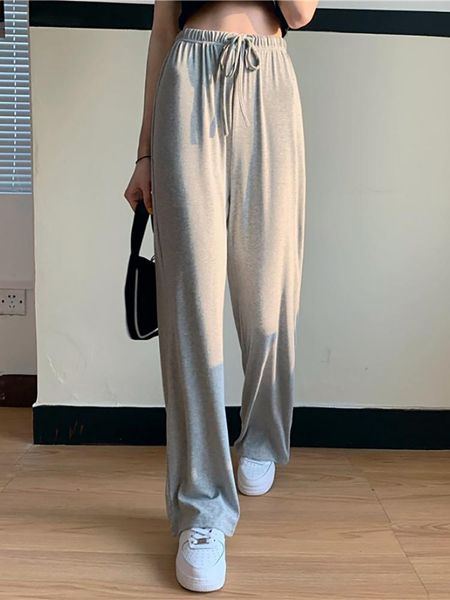 

women's pants & capris casual ice silk wide leg summer high waist hanging feeling thin 2021, Black;white