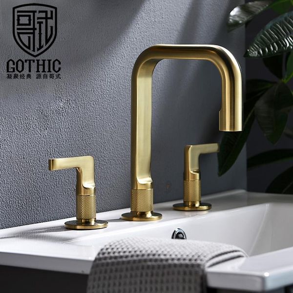 

vintage and cold basin faucet full copper double three-hole split three-piece toilet bathroom washbasin sink faucets