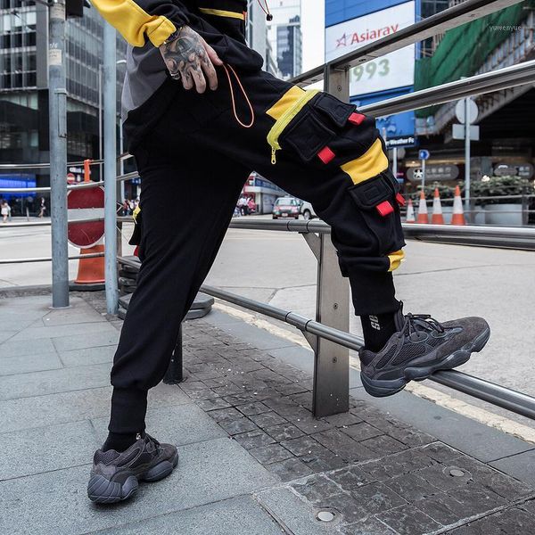 

men's pants big pocket hip hop 2021 men, Black