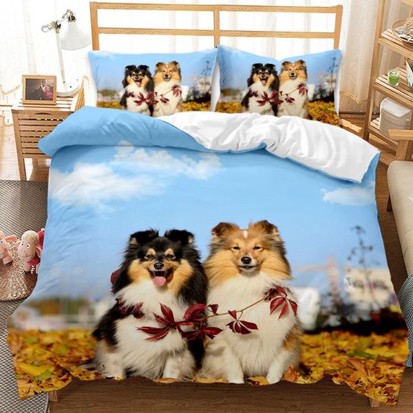 

bedding sets cute cats and dogs set single twin full  king size pet bed aldult kid bedroom duvetcover 3d anime 031