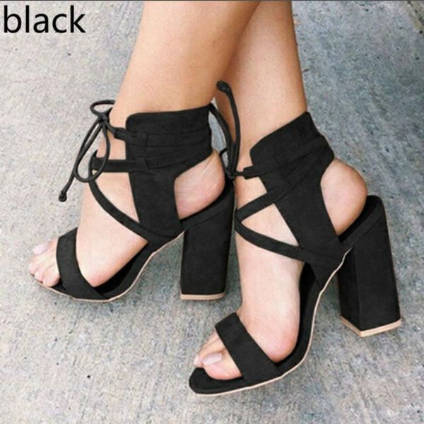 

open toe basic super high square heels women sandals solid shoes fashion, Black
