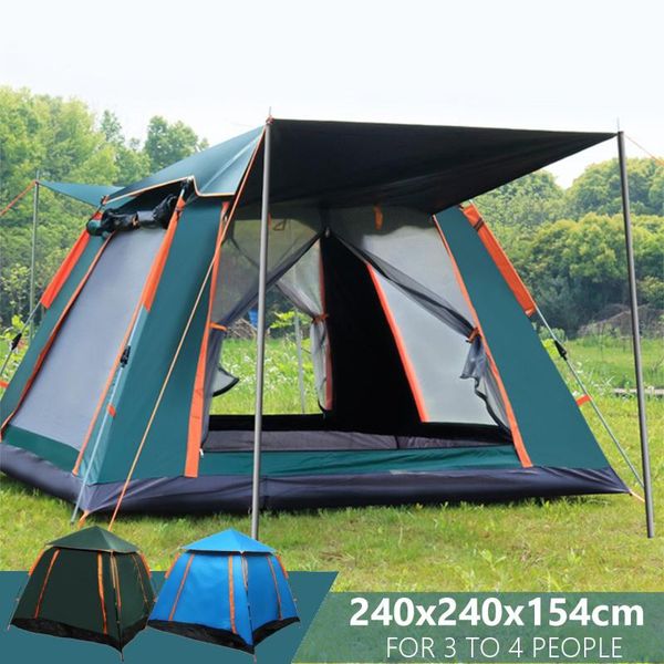 

large full automatic open tent waterproof camping hiking shelter carry bag kit 3-4 people outdoor family travel tents and shelters