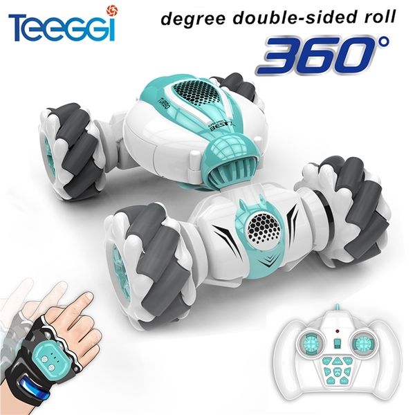 TEEGGI S-012 RC Conluio Carro 2.4G Controle Remoto Conduto de Carro Drift Gesto de Indução 360 graus Torcendo Dançando Off-Road Brinquedo Presente 211029