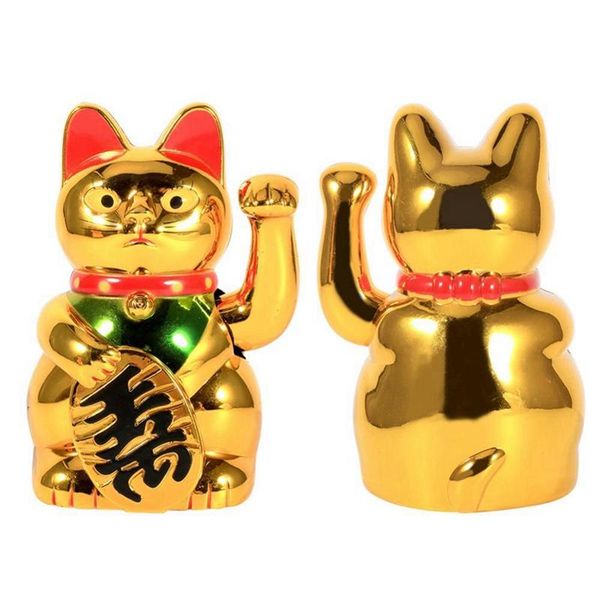 

electric chinese lucky cat large gold waving hand up wealth prosperity welcoming good luck birthday gift decorative objects & figurines