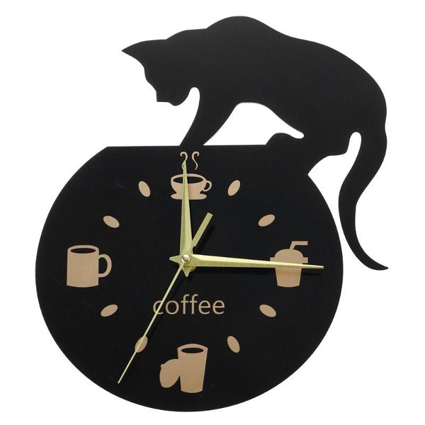 

wall clocks silent cartoon clock climbing cat for drinking coffee decoration cup