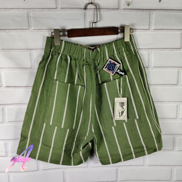 

men's shorts kapital oversize women's striped cotton and linen elastic sports loose casual couple, White;black