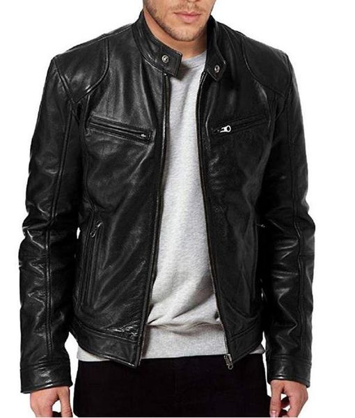 

men's jackets winter fashion men's leather jackets sword black and brown genuine lambskin biker jacket coat h2t9, Black;brown