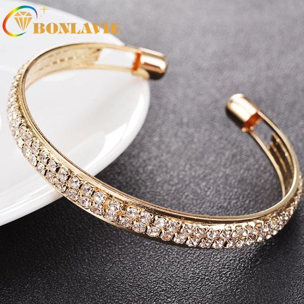 

bangle bonlavie fashion rose gold silver diamond inlaid 2-row women's jewelry, Black