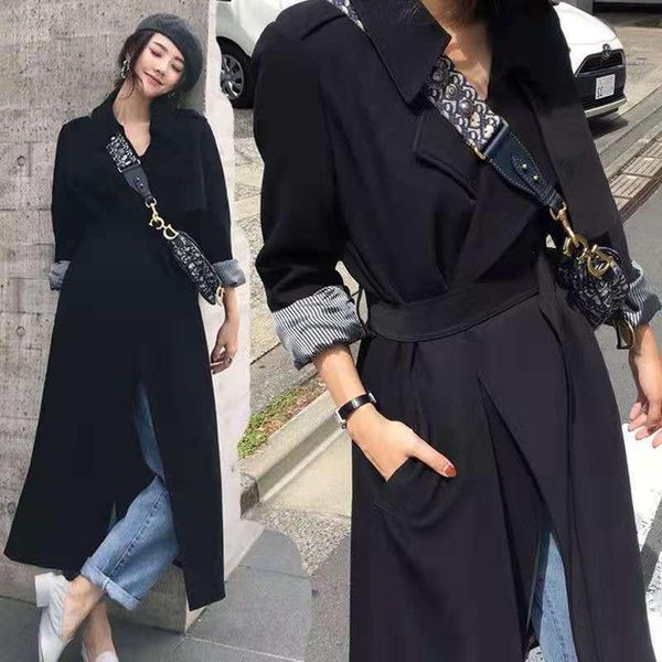 

women's wool & blends casual slim loose thin fashion coat women clothes autumn female spring outerwear windbreaker streetwear, Black