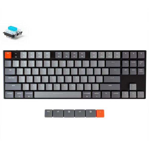 

keychron k1 v4 l 87 key ultra-thin wireless bluetooth usb mechanical computer low profile keyboard white backlit for mac