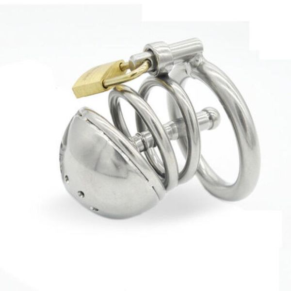 

cockrings male stainless steel chastity device cage locking a087 toy cock belt