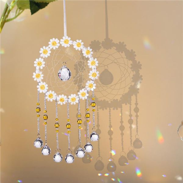 

decorative objects & figurines creative hanging flower light catcher crystal outdoor garden wind chime pendant home balcony rainbow maker de