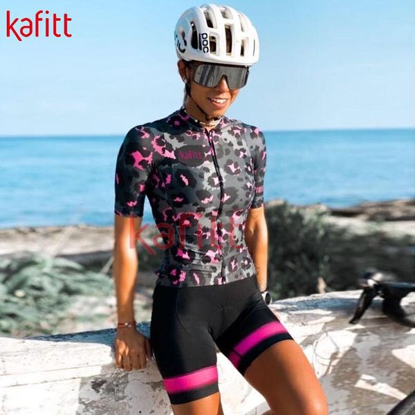 

racing sets kafiwomen's triathlon sportswear cycling jersey jumpsuit professional short-sleeved tight-fitting casual suit, Black;blue