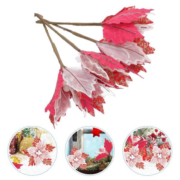 

decorative flowers & wreaths 4pcs christmas artificial flower glitter for table centerpiece