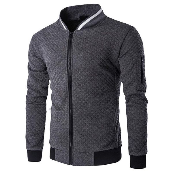 

men's jackets casual bomber jacket autumn mens diamond lattice contrast color baseball male solid stand collar outwear, Black;brown