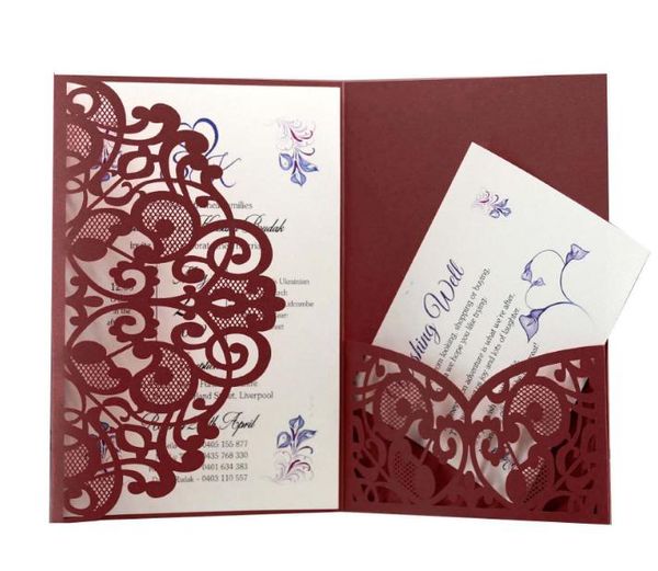 Блестящие свадьбы пригласительные карты Наборы весенний цветок лазерный нарезка карманный свадебный пригласительный билет для участия выпускник рождения вечеринка