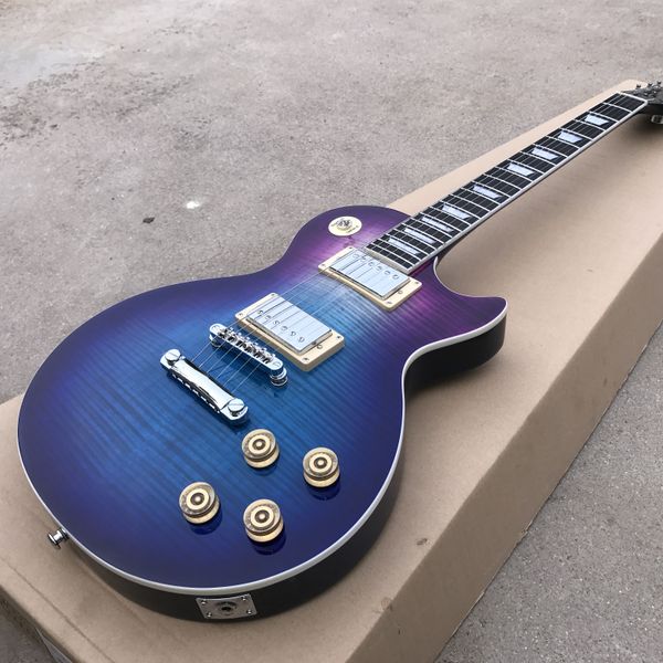 

electric guitar transparent tiger pattern blue harp