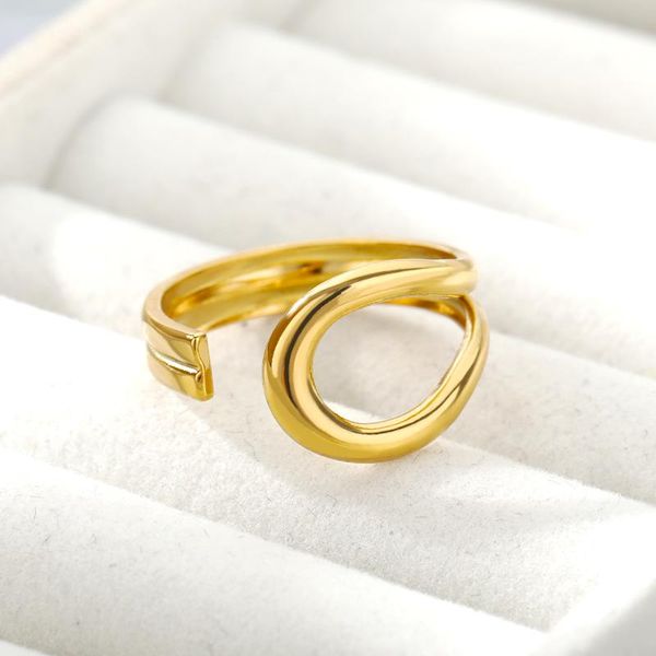

wedding rings stainless steel geometry oval finger gold silver color female ring trendy jewelry accessories anillos bague 2021, Slivery;golden