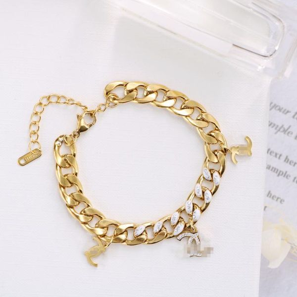 

charm bracelets european personality punk hip hop titanium stainless steel thick chain bracelet small incense for women girls, Golden;silver