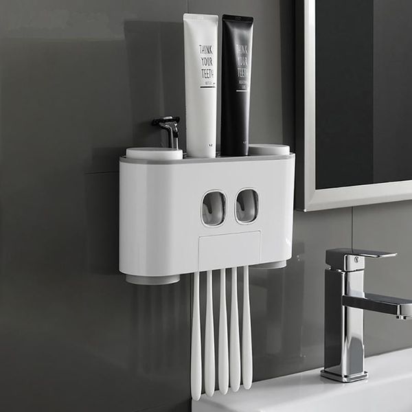 

bathroom automatic toothpaste dispenser squeezer wall paste mounted toothbrush storage holder holders