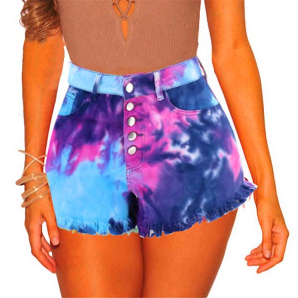 

shorts waist tie dye women denim cotton high stretch button tassel buttocks nightclub orgy jeans shorts, White;black