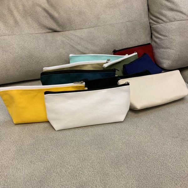 

storage bags 100pcs canvas makeup zipper pouch pencil case blank diy craft cosmetic for travel school
