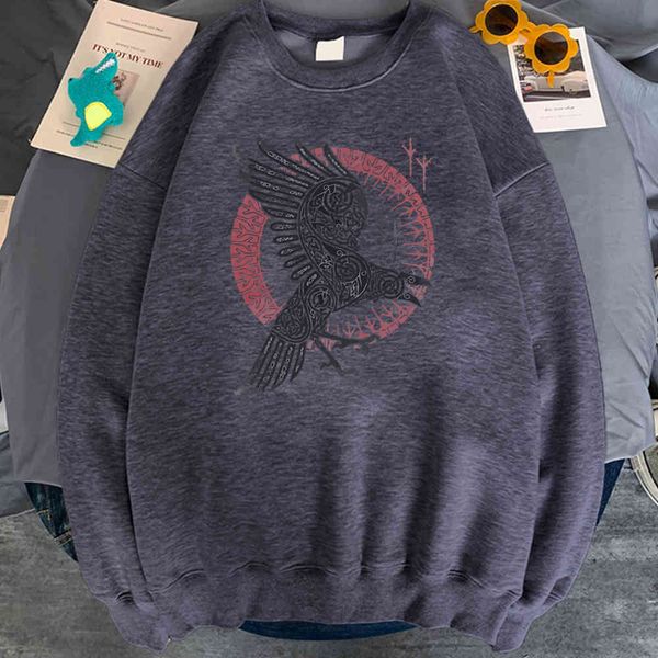 

viking ragnar legend men's hoodie, round neck men's wear, retro punk style, fashion, Black