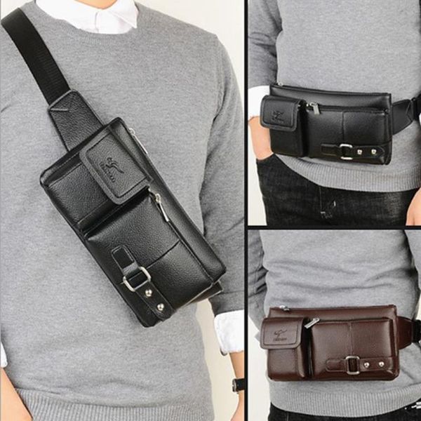 

waist bags men's leather belt bag multifunctional sports chest casual shoulder tide brand messenger