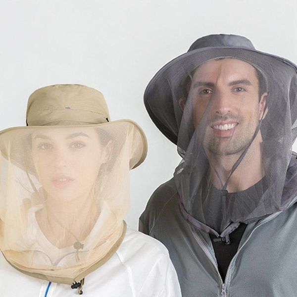 

wide brim hats outdoor fishing camping folding leisure ultraviolet-proof beekeeping anti-mosquito net unise, Blue;gray