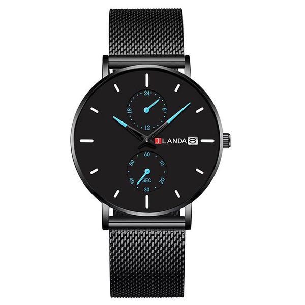 

wristwatches jlanda fashion casual mens watches luxury ultra thin waterproof stainless steel mesh band quartz watch relogio masculino, Slivery;brown