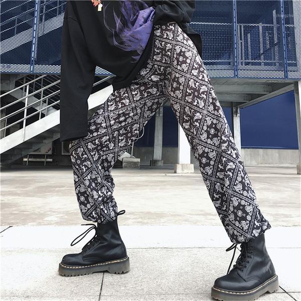 

women's pants & capris harajuku for butterfly printing retro loose trouser ins hispter casual women, Black;white