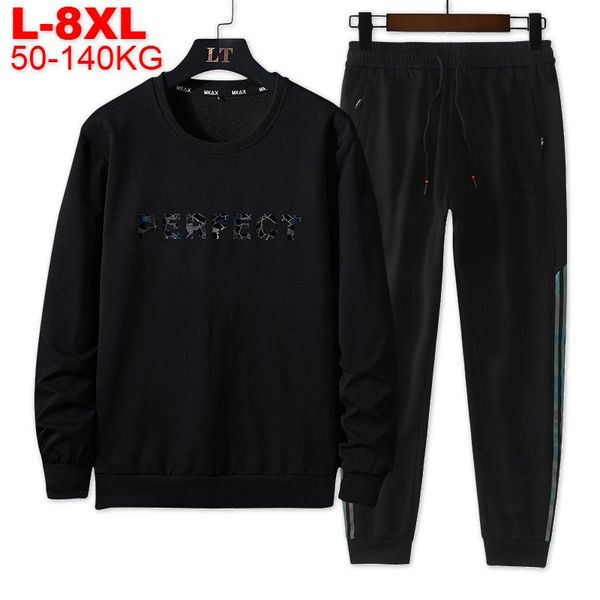 

men's tracksuits sportswear men sets plus size 8xl 7xl autumn winter male sweatshirts oversized hoodies sweatpants two piece set, Gray