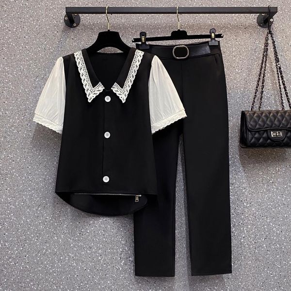 

women's two piece pants plus size women clothing set blazer and for ensemble femme 2 pieces summer suit clothes, White