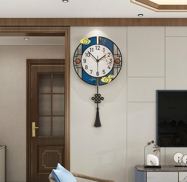 

luxury chinese creative living room clock numbers minimlist pendulum silent modern home decor swing sg50wc2 wall clocks