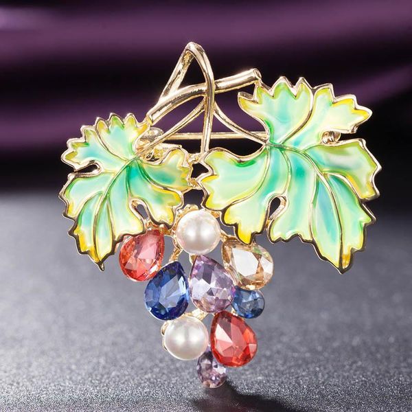 

pins, brooches zlxgirl jewelry mixed color copper and alloy two design grape fruit shape brooch brand women wedding scarf pins year, Gray