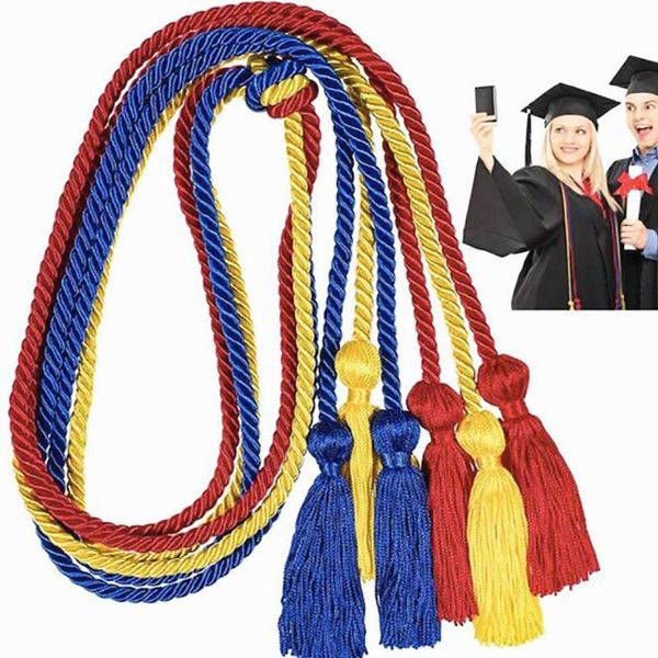 

stingy brim hats tassel hanging ear decoration diy craft braided rope drawstring 1.7m honor double-headed graduation students, Blue;gray