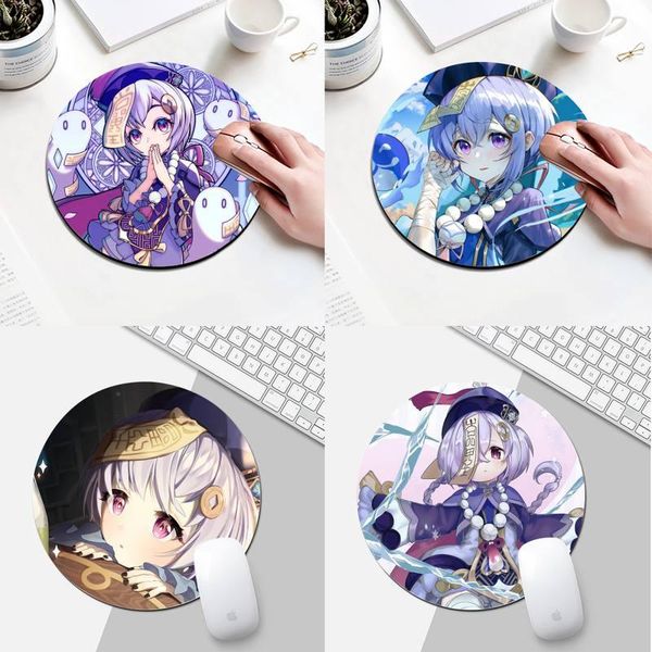 

mouse pads & wrist rests ruicaica funny qiqi genshin impact diy design pattern game mousepad round desk gamer gaming mat for pc lappad