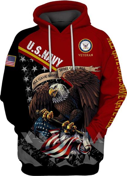 

men's hoodies & sweatshirts flag eagle us army marines veteranskull 3d print spring hoodie man women harajuku outwear zipper pullover s, Black
