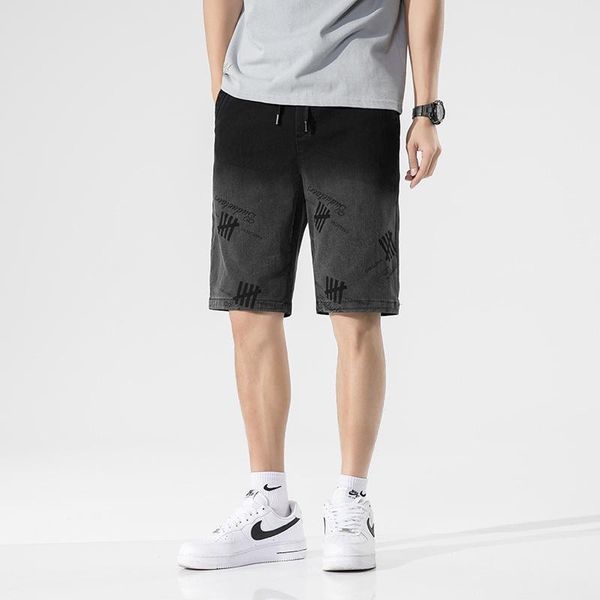 

men's shorts summer black printed mens casual loose hip hop japanese streetwear harajuku board five-point male daily fashion plus size, White;black