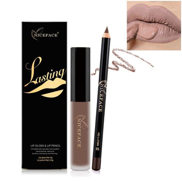 

makeup set lip gloss + liner matte lipstick long lasting waterproof solid pencil est mkxj1