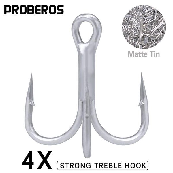 

matte tin 50pcs/lot saltwater fishing hook 4x high-carbon steel 4/0#-3/0#-1/0#-1#-2#-4# treble high strength hooks