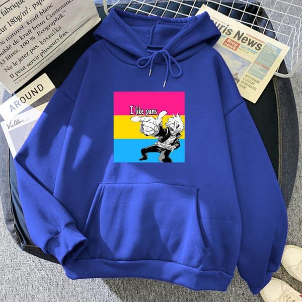 

women's hoodies & sweatshirts anime my hero academia men funny japan cartoon i like pans denki graphic clothes harajuku winter women, Black
