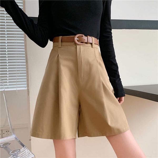

women's pants & capris england style knee length suit women summer 2021 plus size loose casual wide leg harajuku ol streetwear clothes, Black;white