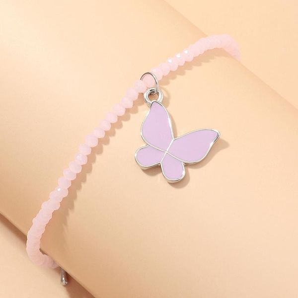 

link, chain sweet creative pink butterfly pendant bracelet charming women's wedding bead hand fashion party jewelry girl gift, Black