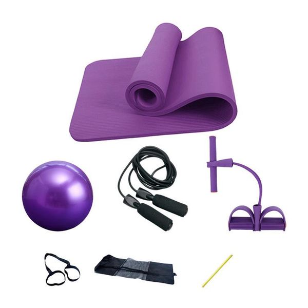 

yoga mats mat four-piece suit 10mm two-stretcher black jump rope pilates ball