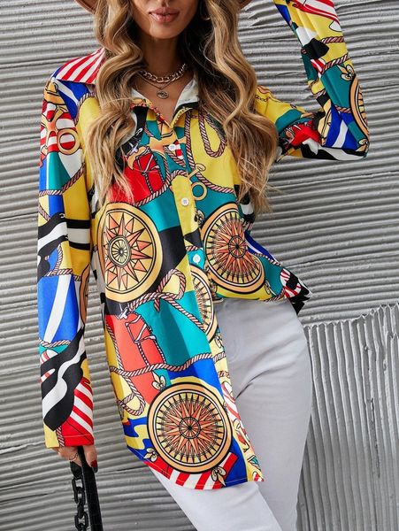 

striped and anchor print blouse n9ev#, White