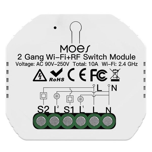 

smart home control 2 gang diy wifi rf433 switch module life/tuya app rf remote control,works with alexa google