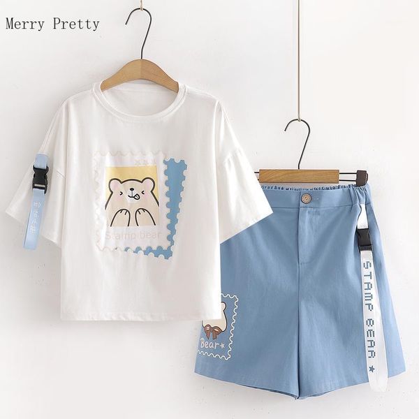 

women's tracksuits casual short sets cartoon print cotton crop and hight waist pocket shorts female 2021 summer two piece set clothing, Gray