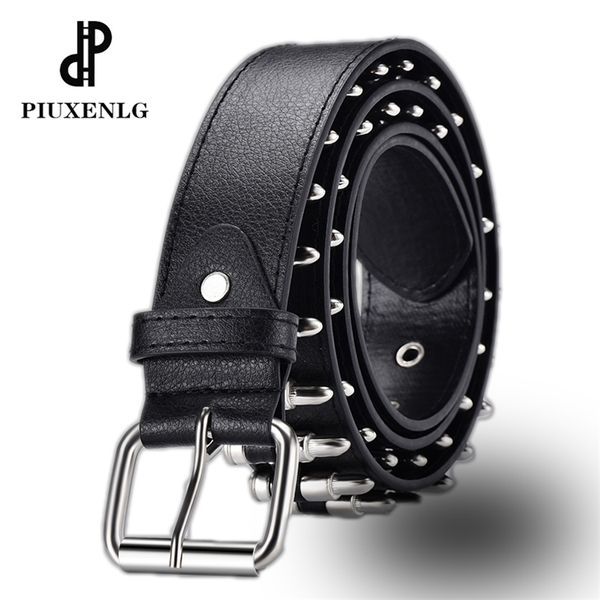 Decoração de Bullet Hollow Fashion Moda Senhoras Luxo Luxo Studded Presente Mans Rocha Goth Selvagem Ajustável Womens Punk Black Belt 210918